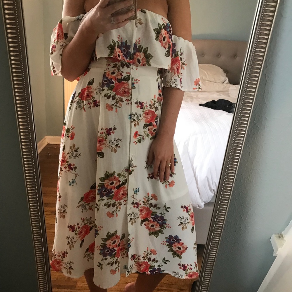 Floral Off-Shoulder Midi Dress